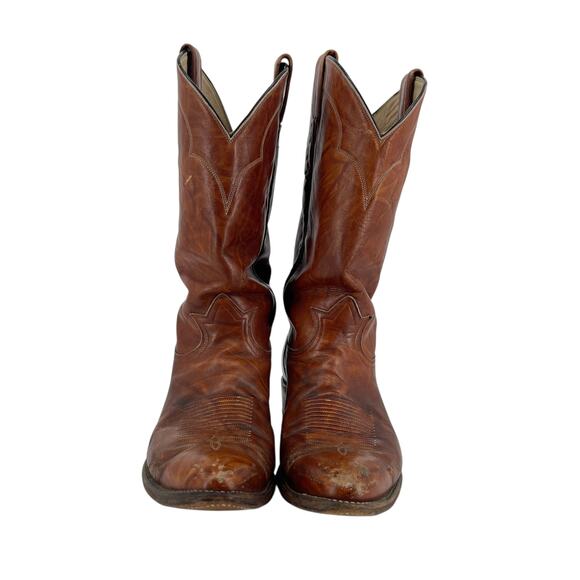 Tony Lama 5084 Men’s Cowboy Boots Chocolate Cow Leather Finish Western 10.5E VTG - Picture 4 of 10